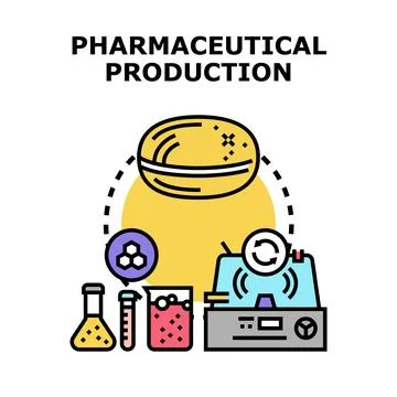 Pharmaceutical production process creating new medical drugs Stock Illustration