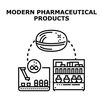 Pharmaceutical production process developing new medical products Stock-Illustration