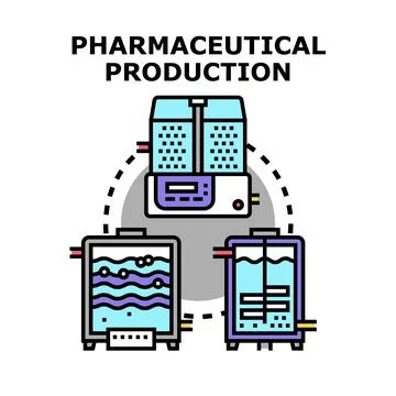 Pharmaceutical production process producing medicine vector concept Stock Illustration
