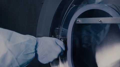 Pharmaceutical quality control. Pharmaceutical production line. Pharmaceutical Stock Footage 109549102