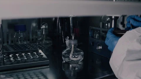 Pharmaceutical quality control. Pharmaceutical production line. Pharmaceutical Stock Footage 109549573