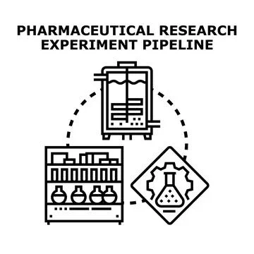 Pharmaceutical research experiment pipeline concept developing new drugs Stock Illustration