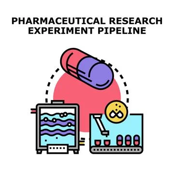 Pharmaceutical research experiment pipeline process concept Stock Illustration