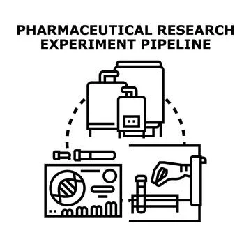 Pharmaceutical research experiment pipeline process concept Stock Illustration