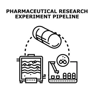 Pharmaceutical research experiment pipeline process concept Stock Illustration