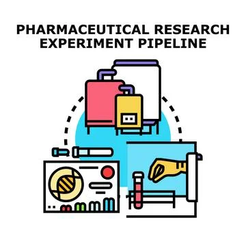 Pharmaceutical research experiment pipeline process concept Stock Illustration