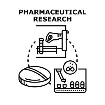 Pharmaceutical research process creating new medicine Stock Illustration