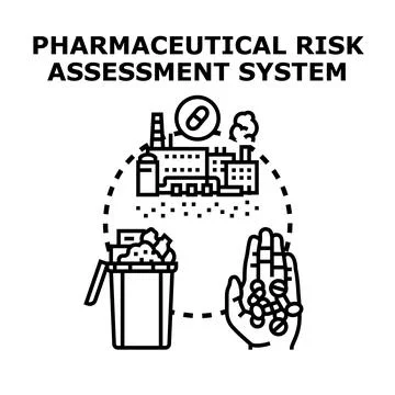 Pharmaceutical risk assessment system and waste management 스톡 일러스트
