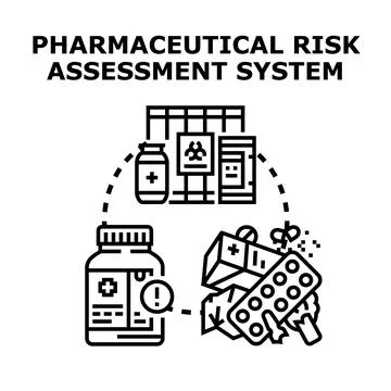 Pharmaceutical risk assessment system evaluating product safety Stock Illustration