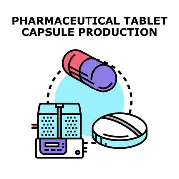Pharmaceutical tablet and capsule production process 스톡 일러스트