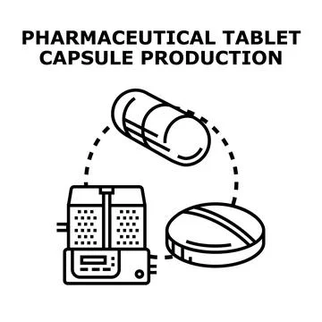 Pharmaceutical tablet and capsule production process Stock Illustration