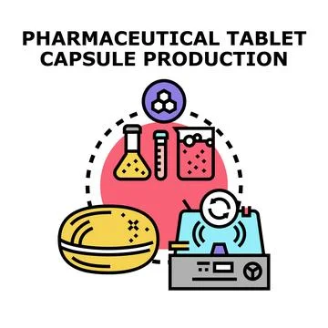 Pharmaceutical tablet capsule production process concept 스톡 일러스트