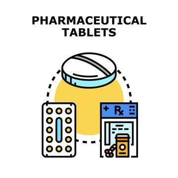 Pharmaceutical tablets and pills concept illustration for healthcare Stock Illustration