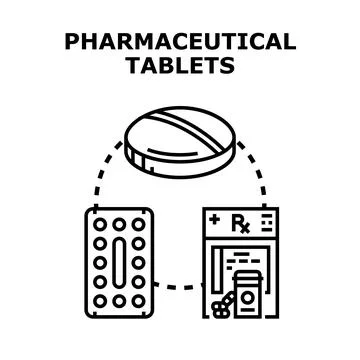 Pharmaceutical tablets and pills concept illustration for healthcare Stock Illustration
