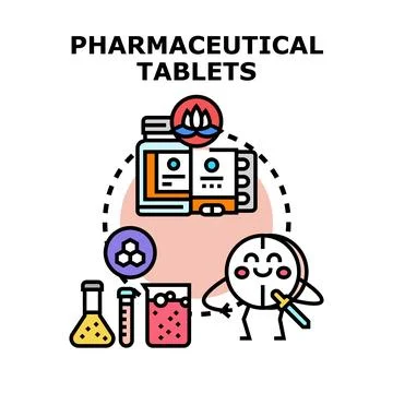 Pharmaceutical tablets health care development concept Stock Illustration