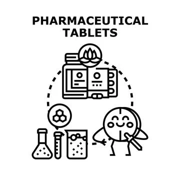 Pharmaceutical tablets health care development concept Stock Illustration