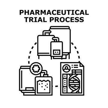 Pharmaceutical trial process developing and testing new medicines Ilustração Stock
