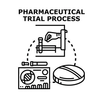 Pharmaceutical trial process vector concept illustration Stock Illustration