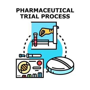 Pharmaceutical trial process vector concept illustration Stock Illustration