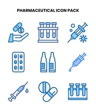 Pharmaceutical Two Colour Scalable Icons Pack Stock Illustration