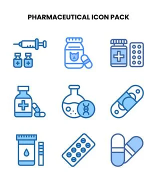 Pharmaceutical Two Colour Set Icons Pack Stock Illustration