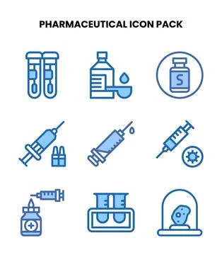 Pharmaceutical Two Colour Vector Icons Pack Stock Illustration