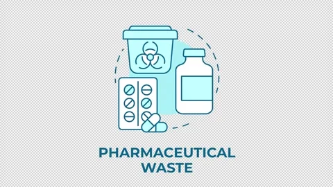 Pharmaceutical waste blue concept icon animation Stock Footage 341023860