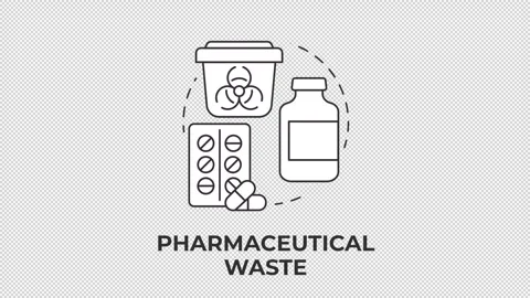 Pharmaceutical waste line concept icon animation Stock Footage 340283380