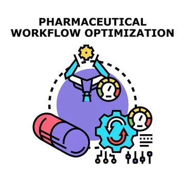 Pharmaceutical workflow optimization improving industry production process Illustration