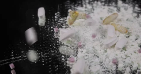 Pharmaceuticals and Narcotics Collide Stock Footage 280132640