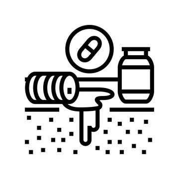 Pharmaceuticals leaking soil line icon vector illustration 库存插图
