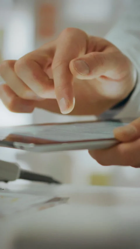 Pharmacist assistant uses electronic device for medication processing in pha Stock Footage 331676393