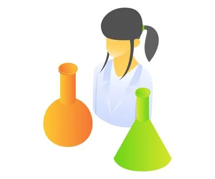 Pharmacist with beaker of isometric style Stock Illustration