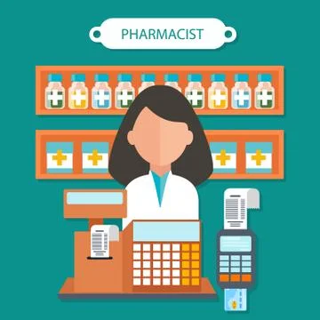 Pharmacist Concept Flat Design Stock Illustration