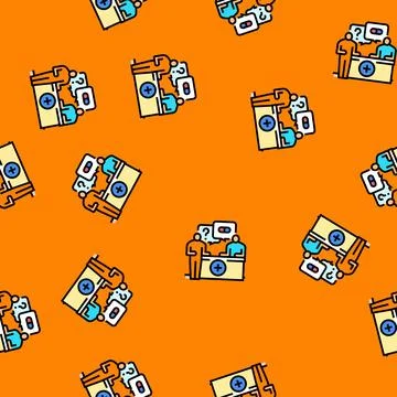Pharmacist consultation vector seamless pattern Stock Illustration