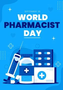 Pharmacist day vertical poster template Stock Illustration