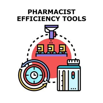 Pharmacist efficiency tools improving medication dispensing process 스톡 일러스트