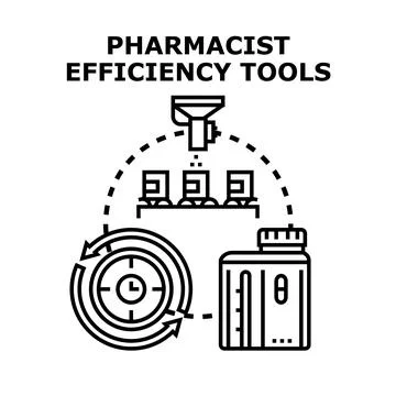 Pharmacist efficiency tools improving medication dispensing process 스톡 일러스트