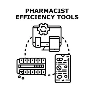 Pharmacist efficiency tools optimizing medication management process 库存插图
