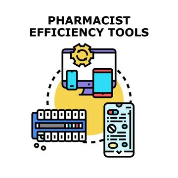 Pharmacist efficiency tools optimizing medication management process 库存插图