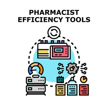 Pharmacist efficiency tools optimizing pharmacy management automation 库存插图
