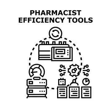 Pharmacist efficiency tools optimizing pharmacy management automation Stock Illustration