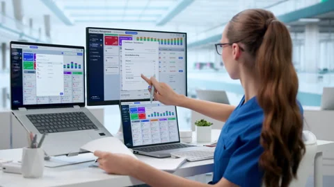 Pharmacist Efficiently Manages Medication Inventory Stock Footage 345328396