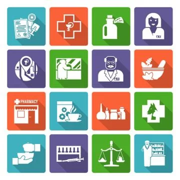 Pharmacist Icons Set Stock Illustration