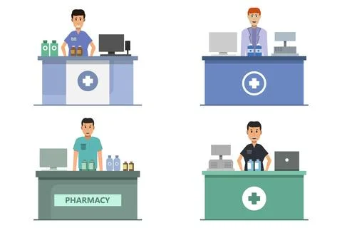 Pharmacist illustrated on background Stock Illustration