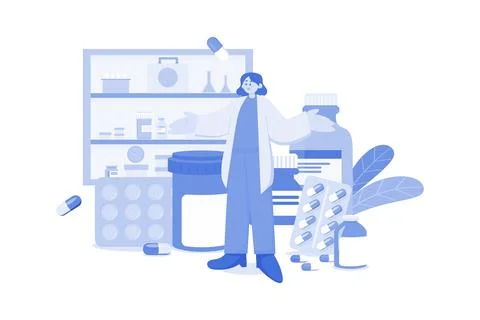 Pharmacist Illustration concept on a white background Stock Illustration