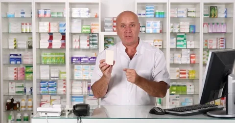 Pharmacist Interview Presenting Pills Commercial Druggist Talking About Pills 스톡 동영상 83683675