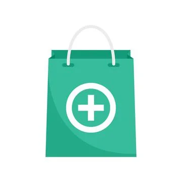 Pharmacist pill bag icon flat isolated vector Stock Illustration