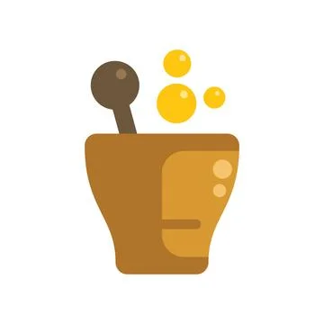 Pharmacist preparing drugs using mortar and pestle with floating spheres Stock Illustration