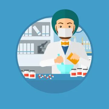 Pharmacist preparing medication. Stock Illustration